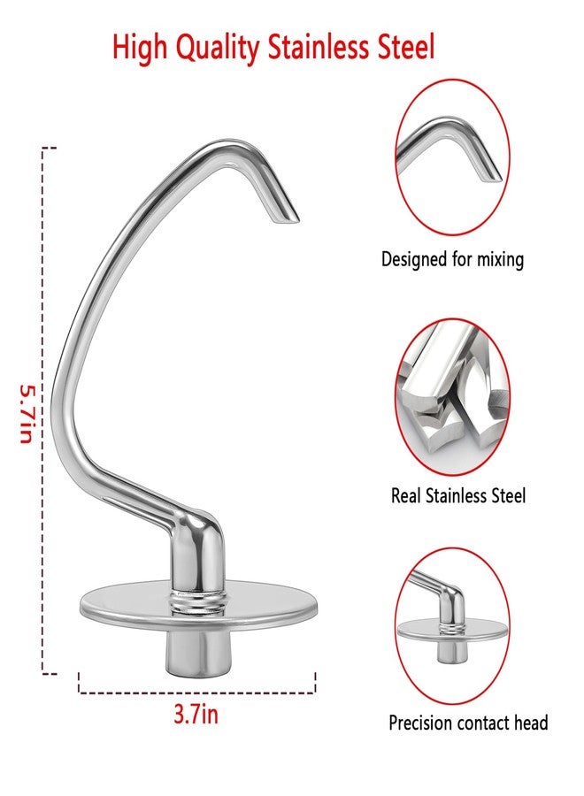 KINGEAGLE Stainless Steel Dough Hook for KitchenAid 4.5-5 Quart Tilt-Head Stand Mixers, Dishwasher Safe Metal Kneading Bread Hook Attachment for Kitchen Aid - Image 5